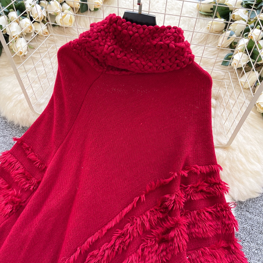 Loose high collar coat France style tassels cloak