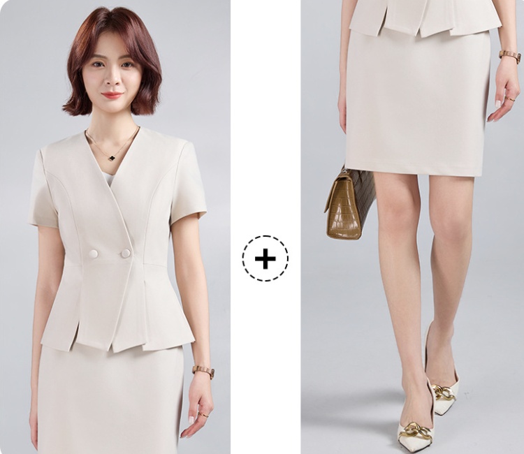 Overalls business suit short sleeve coat 2pcs set