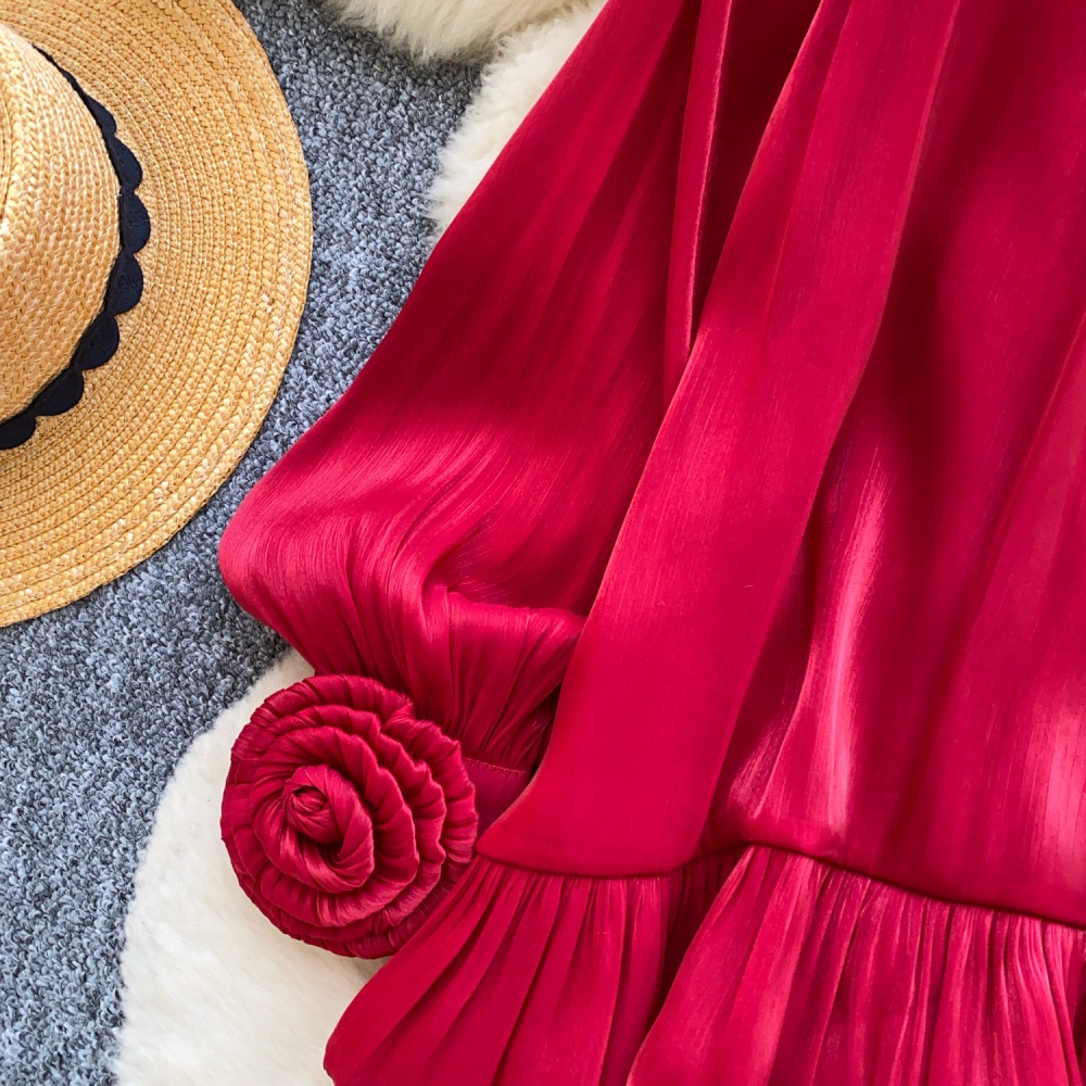 Flowers commuting loose shirt crimp gauze tops for women