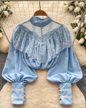 Pinched waist France style shirt commuting tender tops