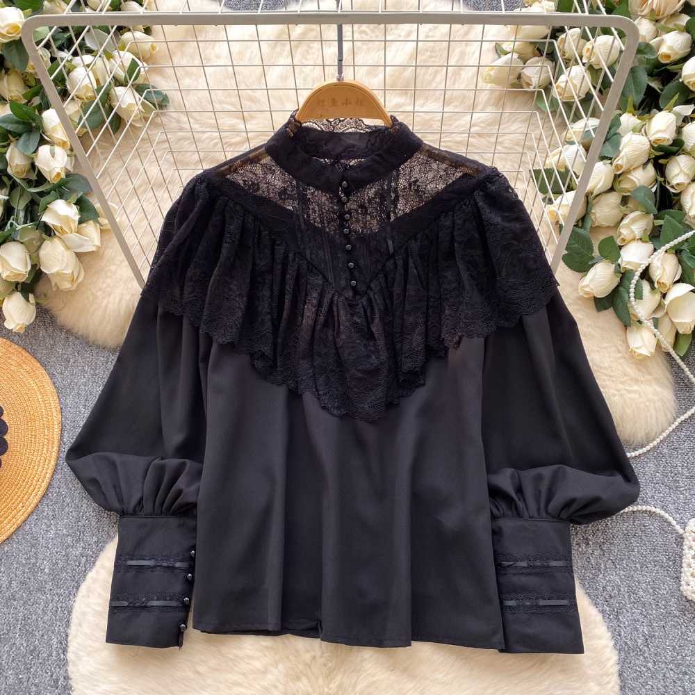 Pinched waist France style shirt commuting tender tops