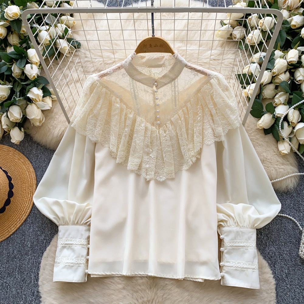 Pinched waist France style shirt commuting tender tops