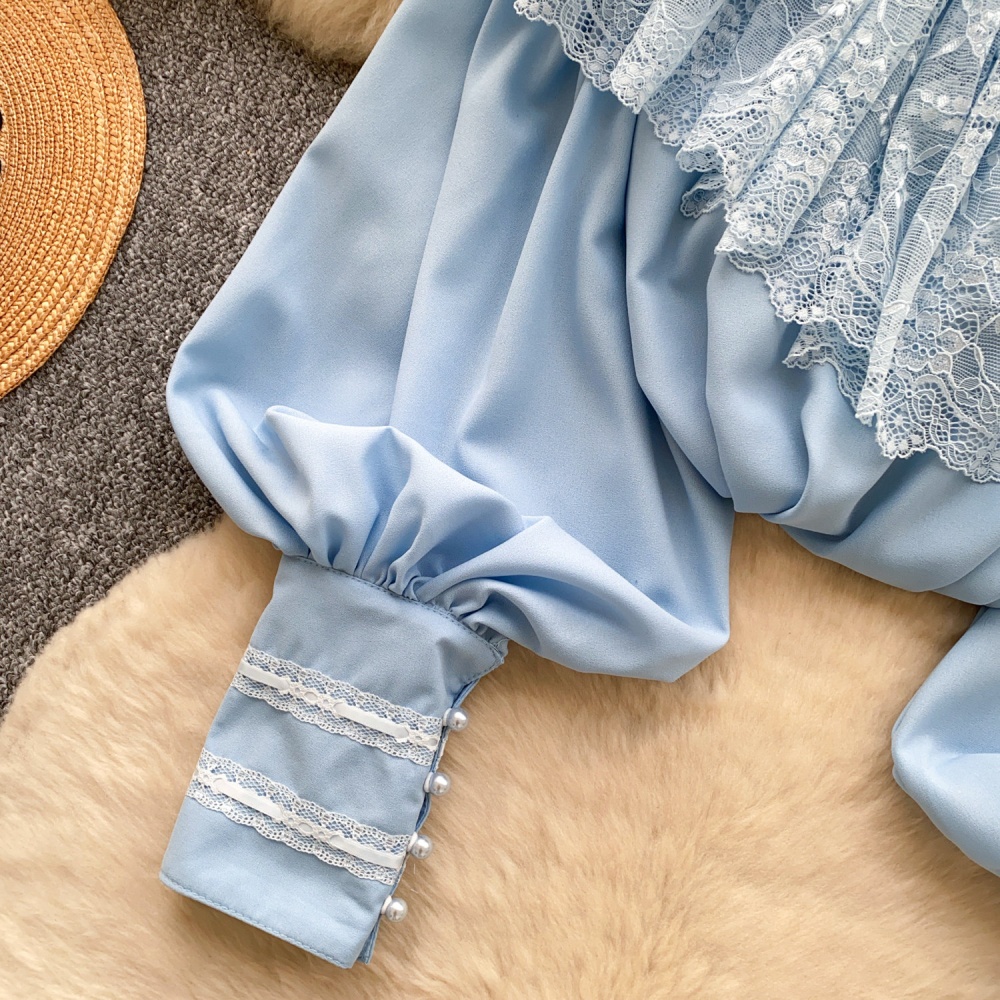 Pinched waist France style shirt commuting tender tops