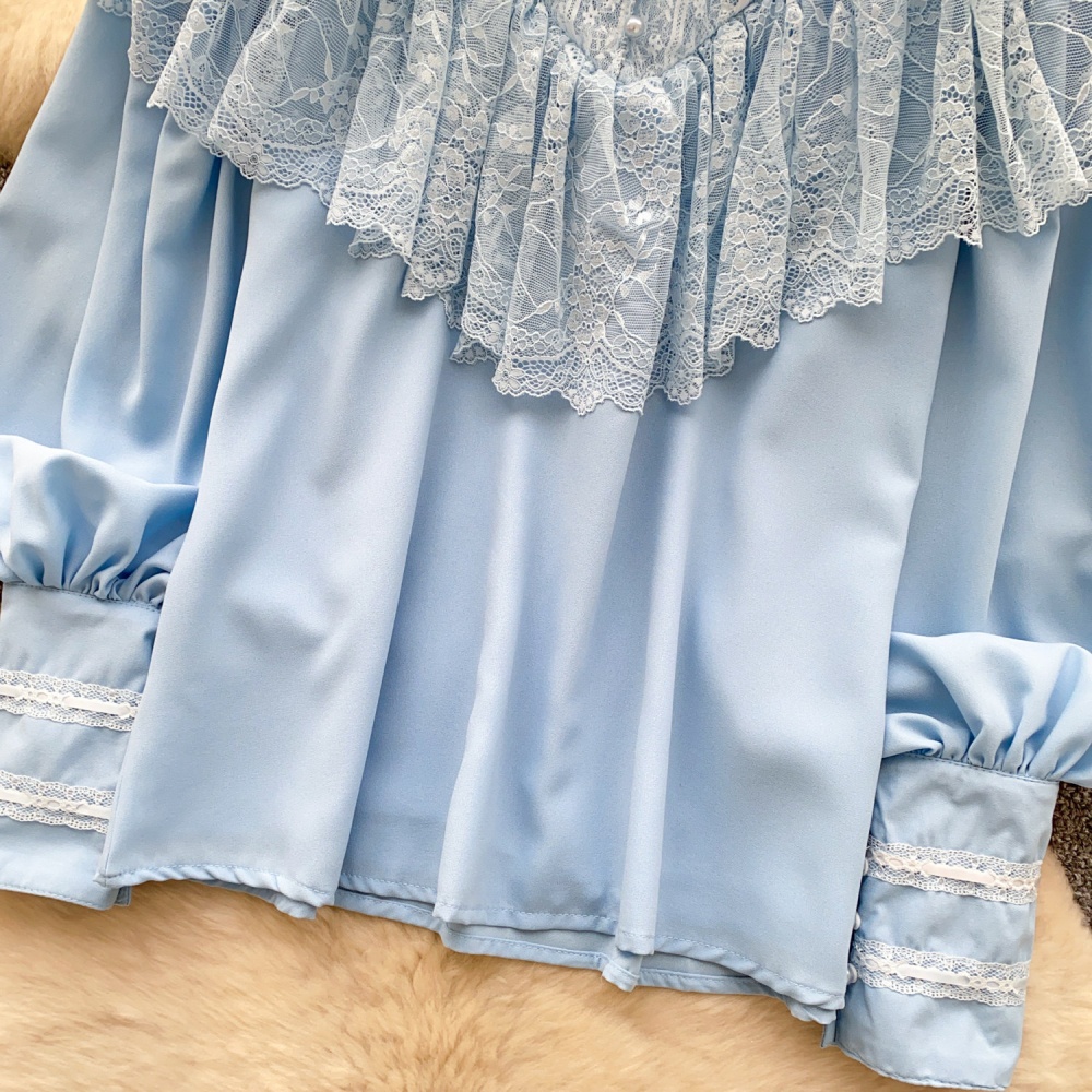 Pinched waist France style shirt commuting tender tops