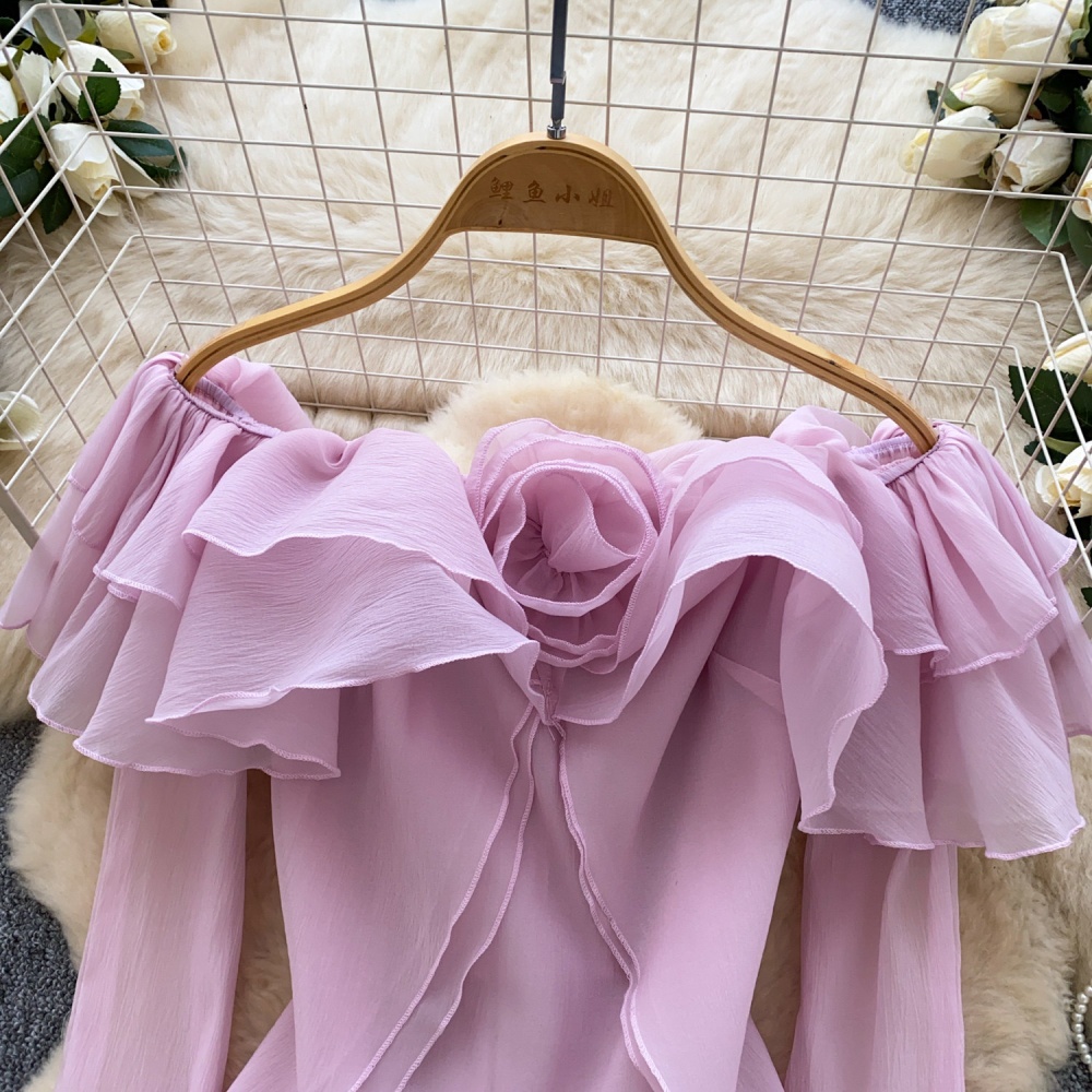 Tender lotus leaf edges shirt flowers tops for women