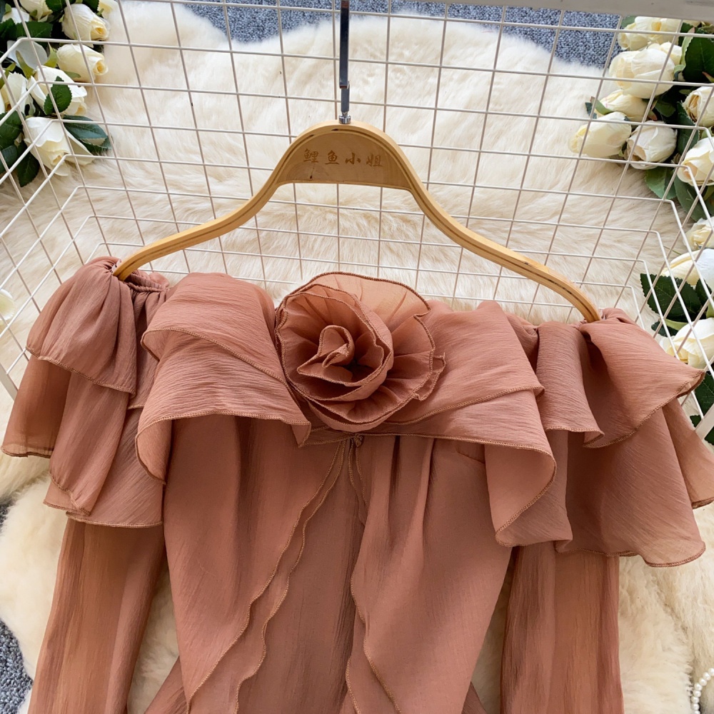 Tender lotus leaf edges shirt flowers tops for women