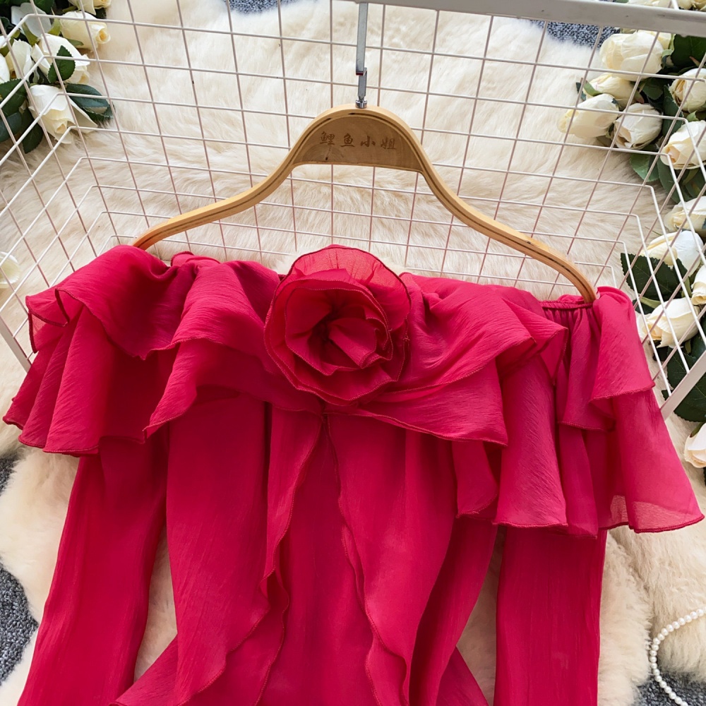 Tender lotus leaf edges shirt flowers tops for women