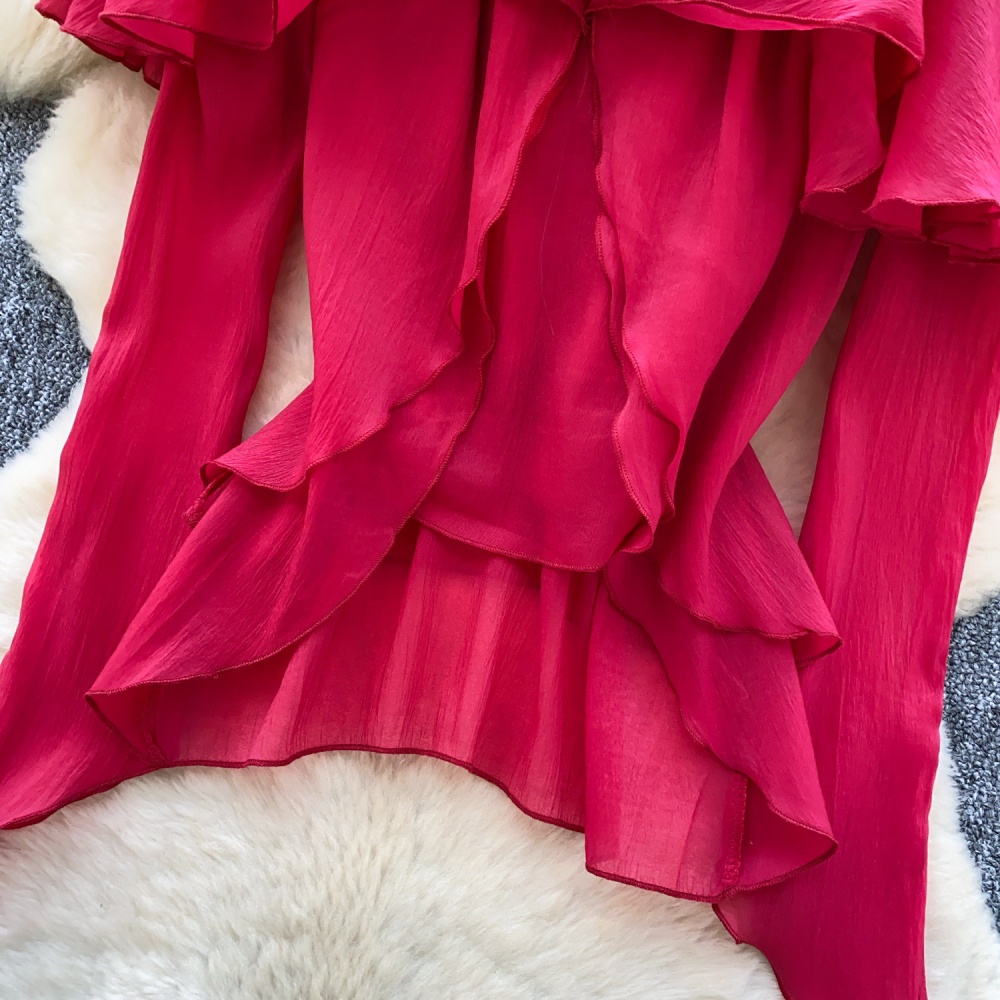 Tender lotus leaf edges shirt flowers tops for women