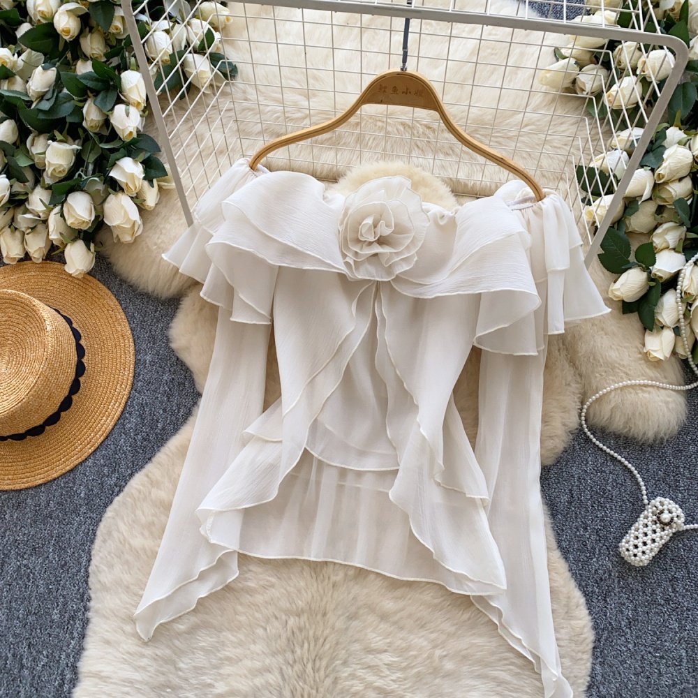 Tender lotus leaf edges shirt flowers tops for women