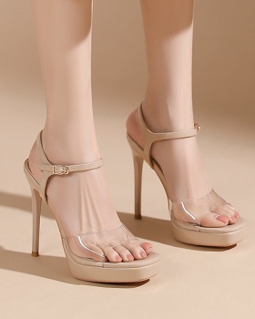 Open toe shoes square head platform for women