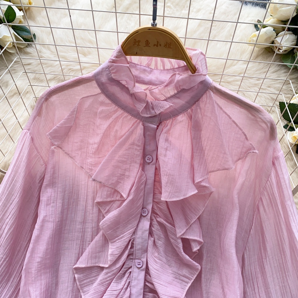 Show young commuting shirt gauze tops for women