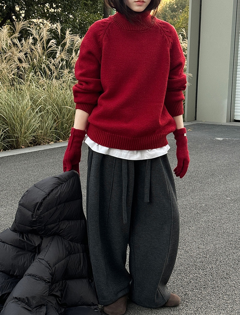 All-match thick tops knitted sweater for women