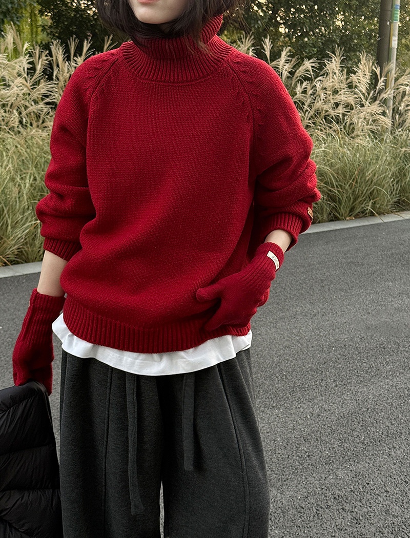 All-match thick tops knitted sweater for women