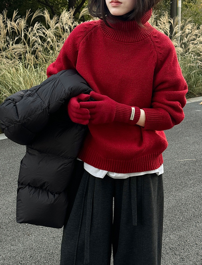 All-match thick tops knitted sweater for women