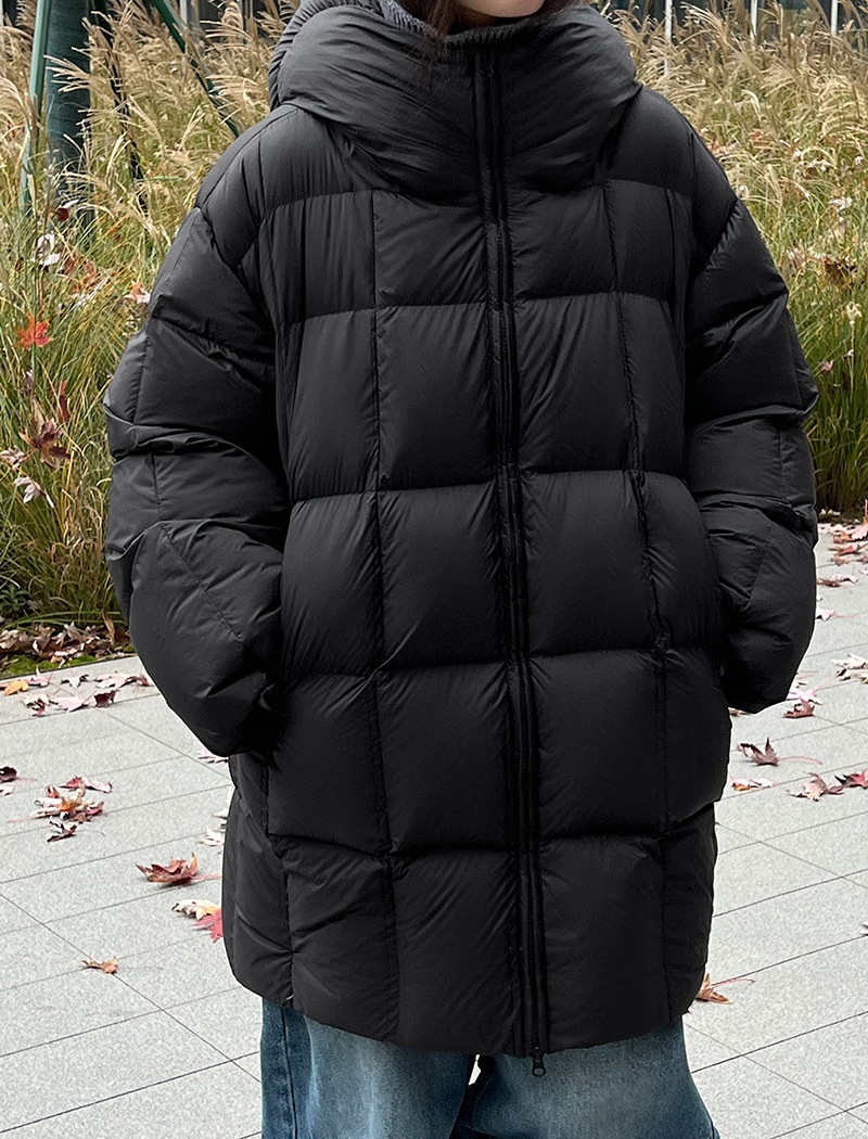 Korean style thermal down coat plaid hooded coat for women