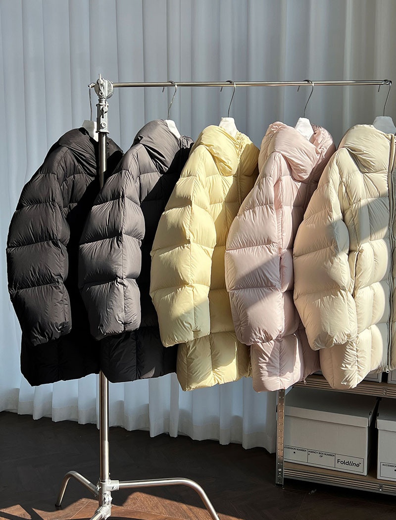 Korean style thermal down coat plaid hooded coat for women