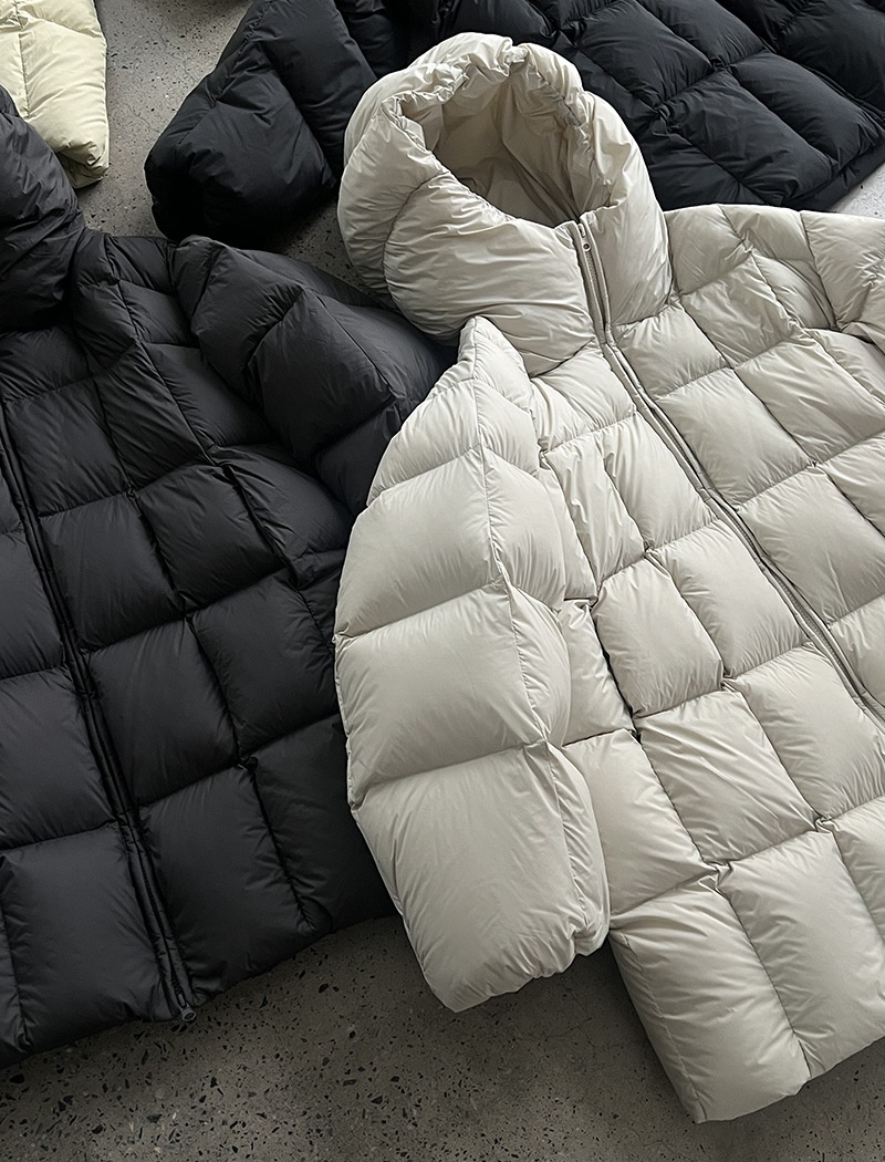 Korean style thermal down coat plaid hooded coat for women