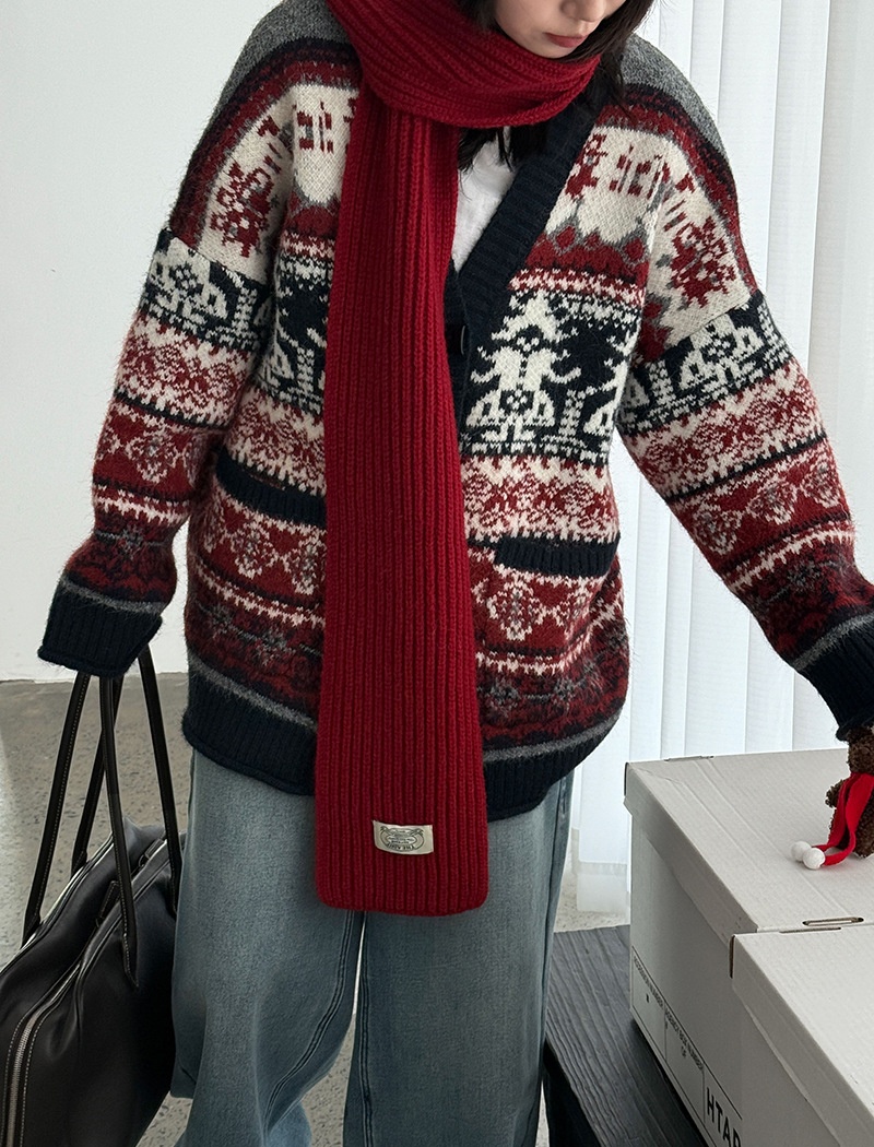 Long christmas sweater knitted winter coat for women