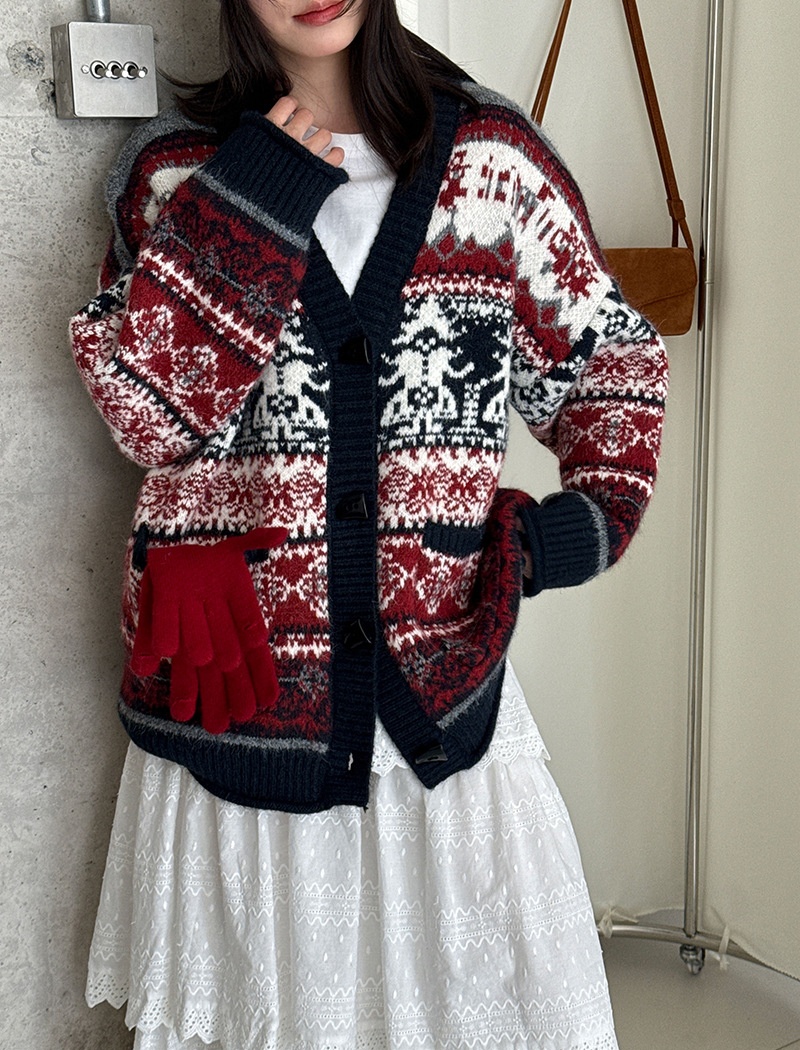 Long christmas sweater knitted winter coat for women