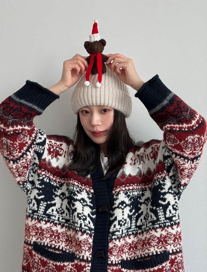 Long christmas sweater knitted winter coat for women