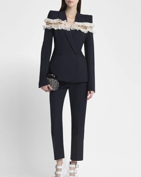 Temperament business suit gauze long pants 2pcs set