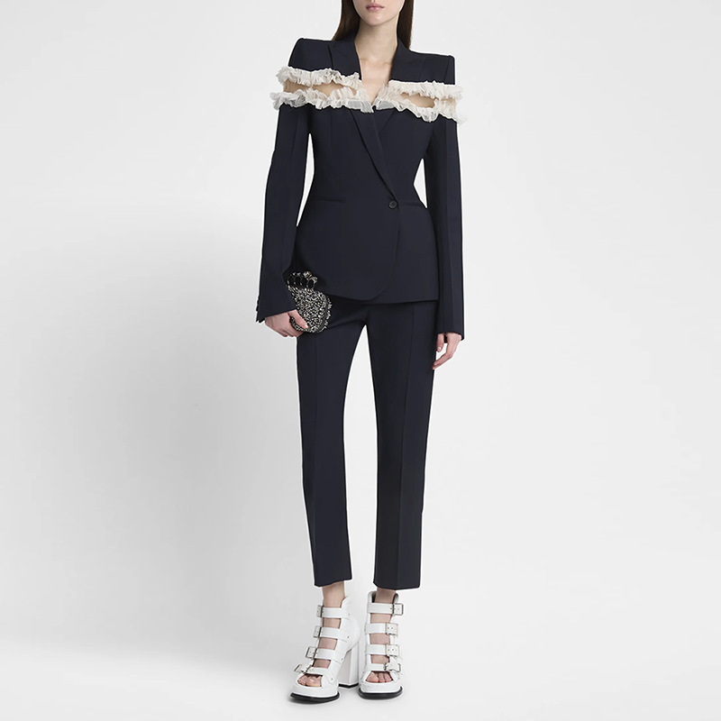 Temperament business suit gauze long pants 2pcs set