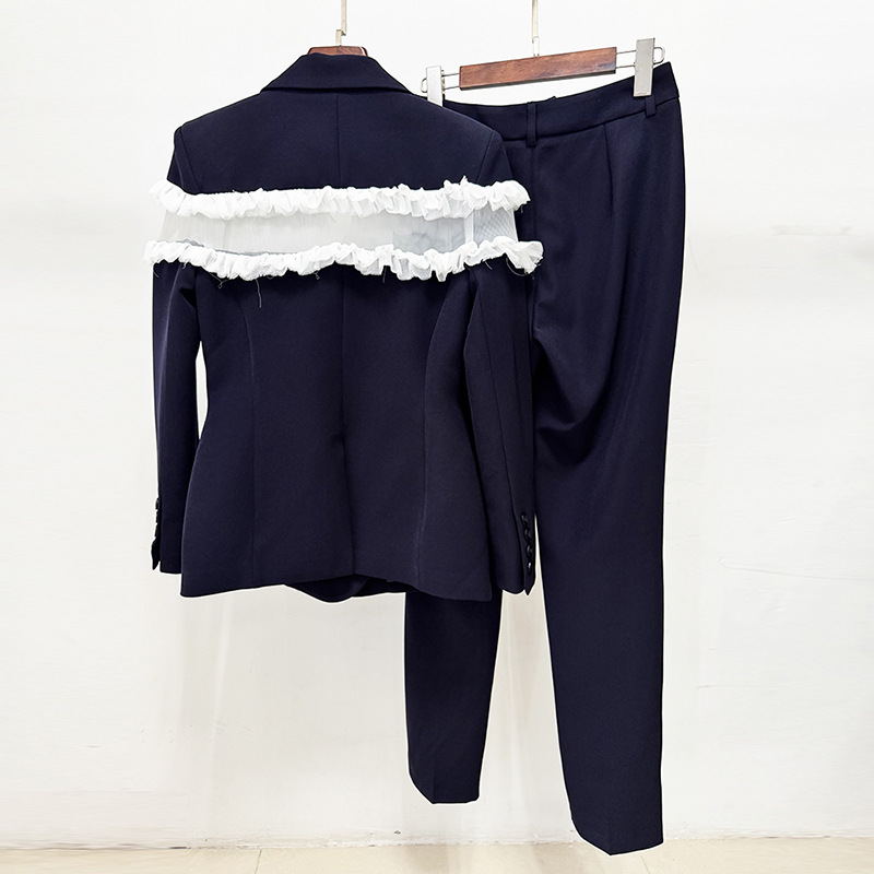 Temperament business suit gauze long pants 2pcs set
