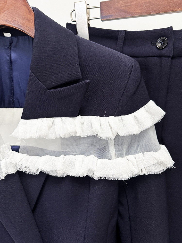 Temperament business suit gauze long pants 2pcs set