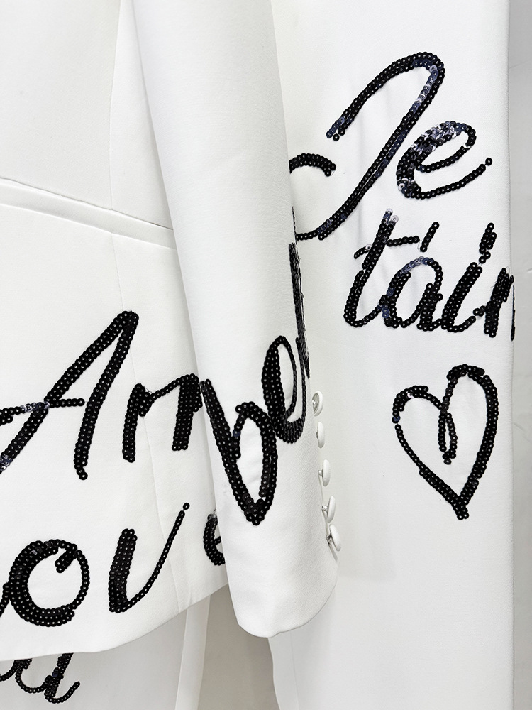 Spring fashion jacket sequins long pants 2pcs set