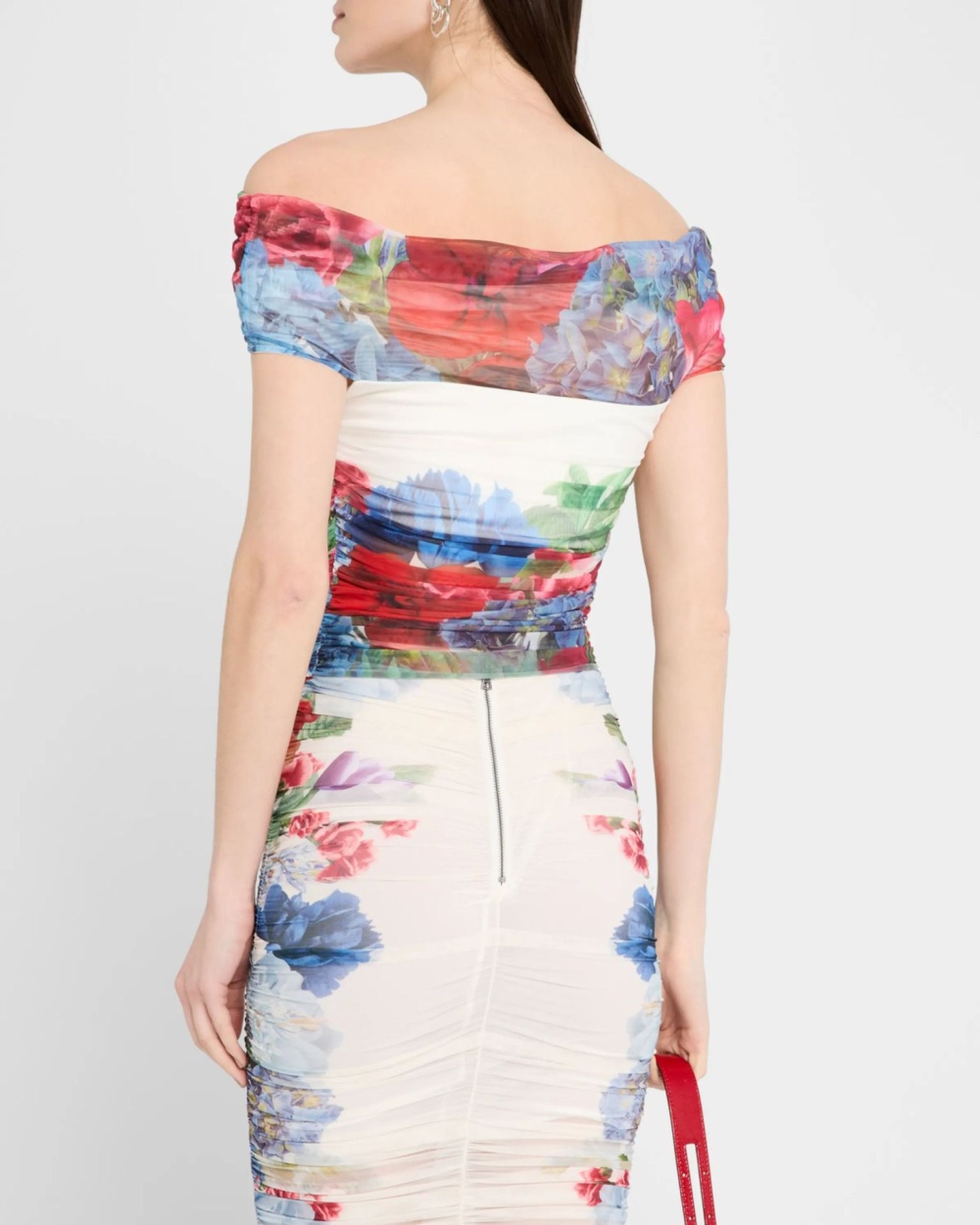 Horizontal collar fashion tops printing skirt a set