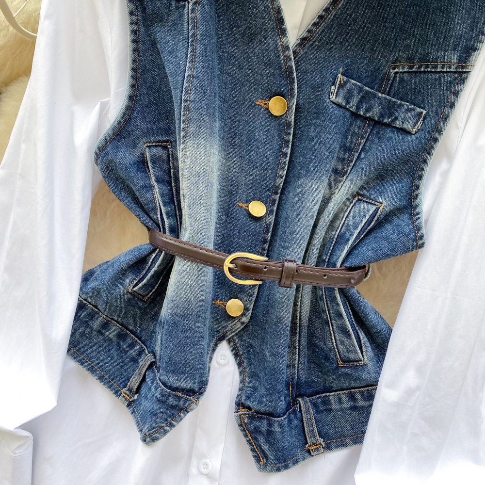 Autumn shirt long sleeve waistcoat 2pcs set for women