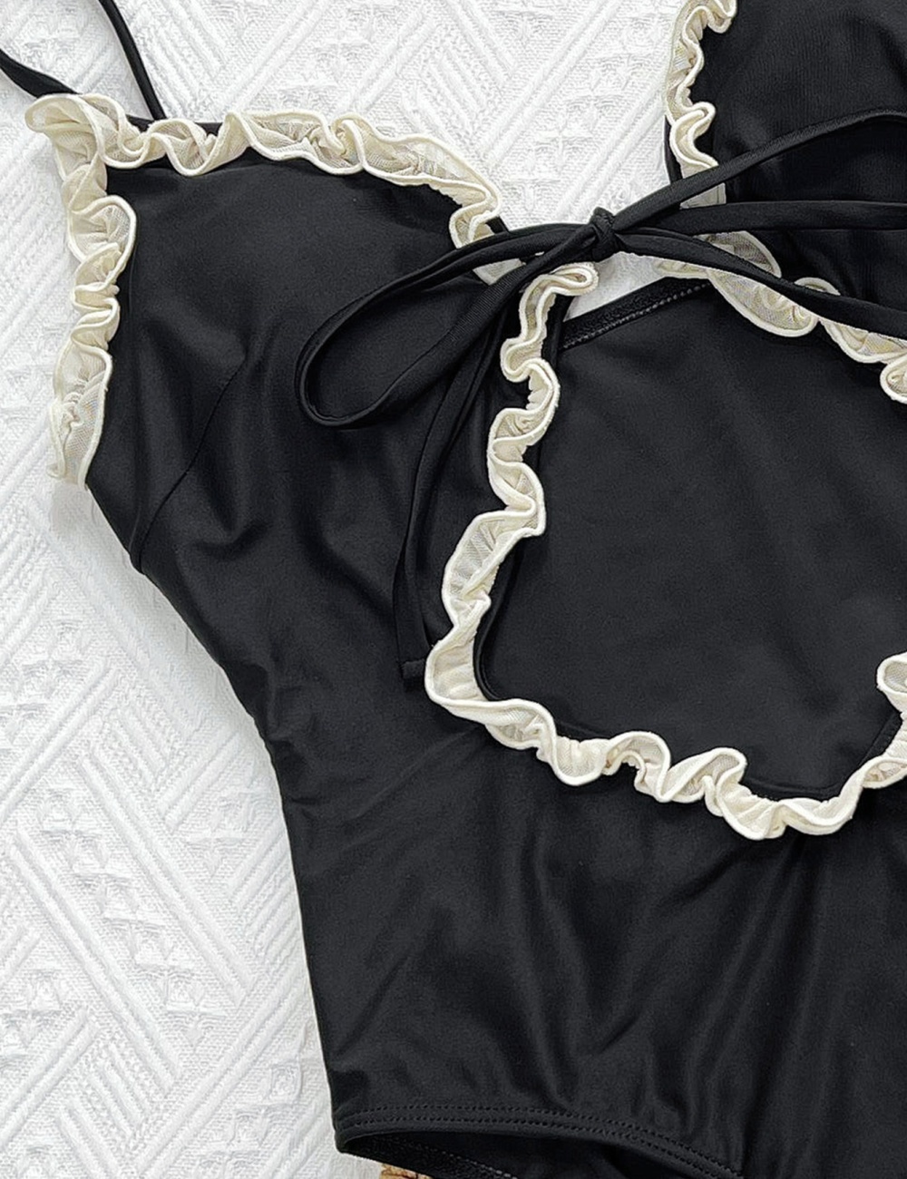 Bandage bikini hollow mixed colors conjoined swimwear