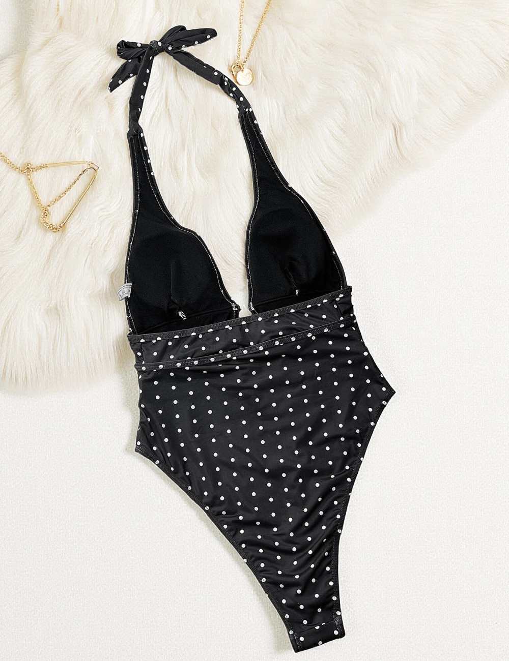 Printing tight polka dot slim conjoined swimwear