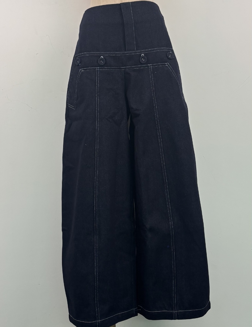 Sling denim flowers tops stereoscopic niche long pants a set