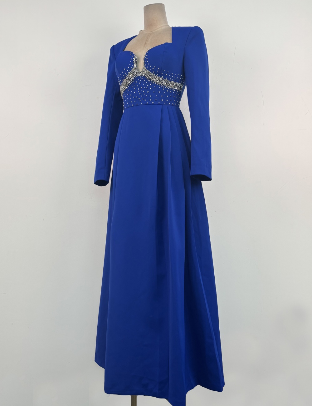 Temperament rhinestone long dress blue formal dress