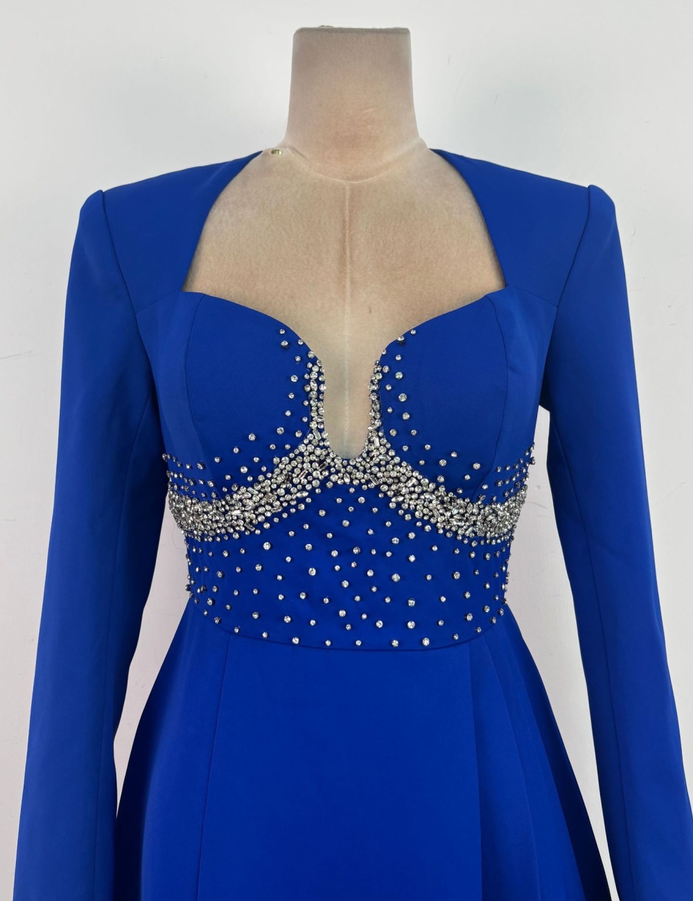 Temperament rhinestone long dress blue formal dress