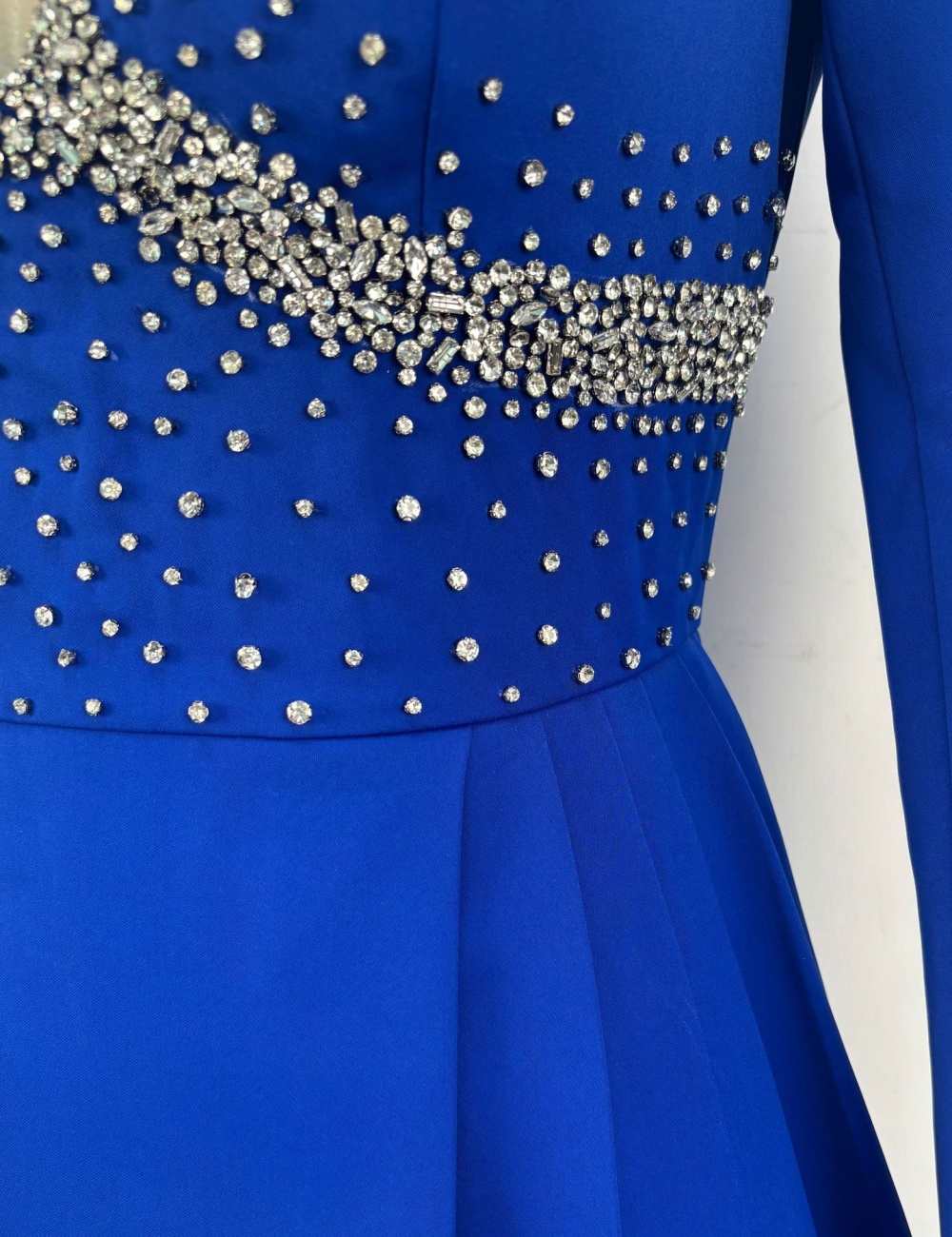 Temperament rhinestone long dress blue formal dress