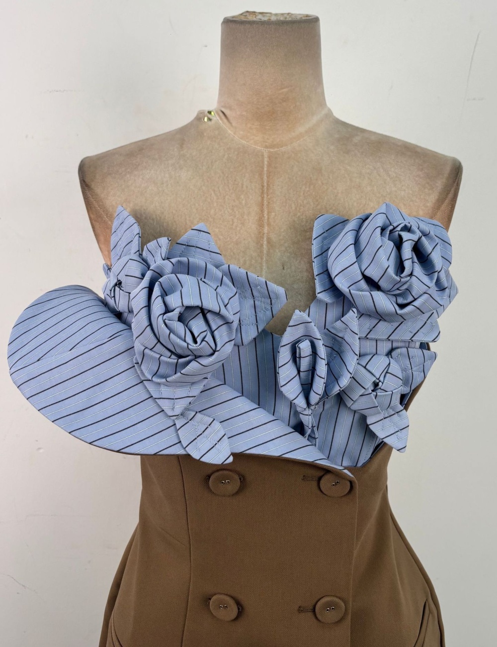 Niche double-breasted dress mixed colors temperament T-back