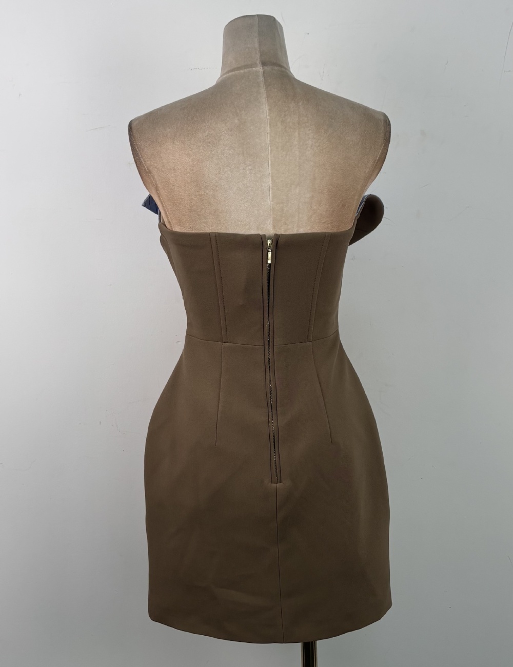 Niche double-breasted dress mixed colors temperament T-back