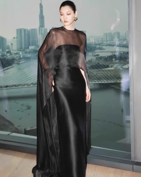 Temperament elegant formal dress niche satin long dress