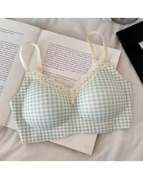 Sweet floral gather Bra maiden lace small chest underwear