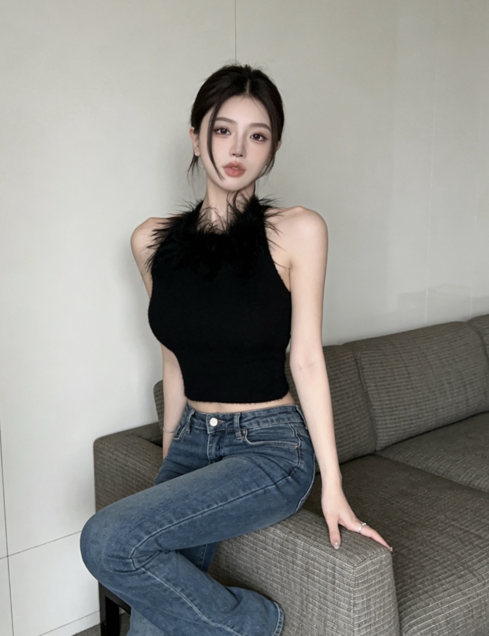 Halter spicegirl elmo tops sling enticement vest