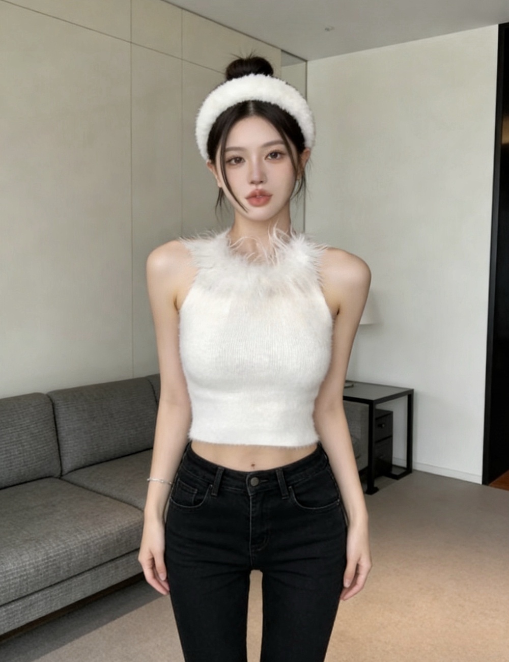 Halter spicegirl elmo tops sling enticement vest