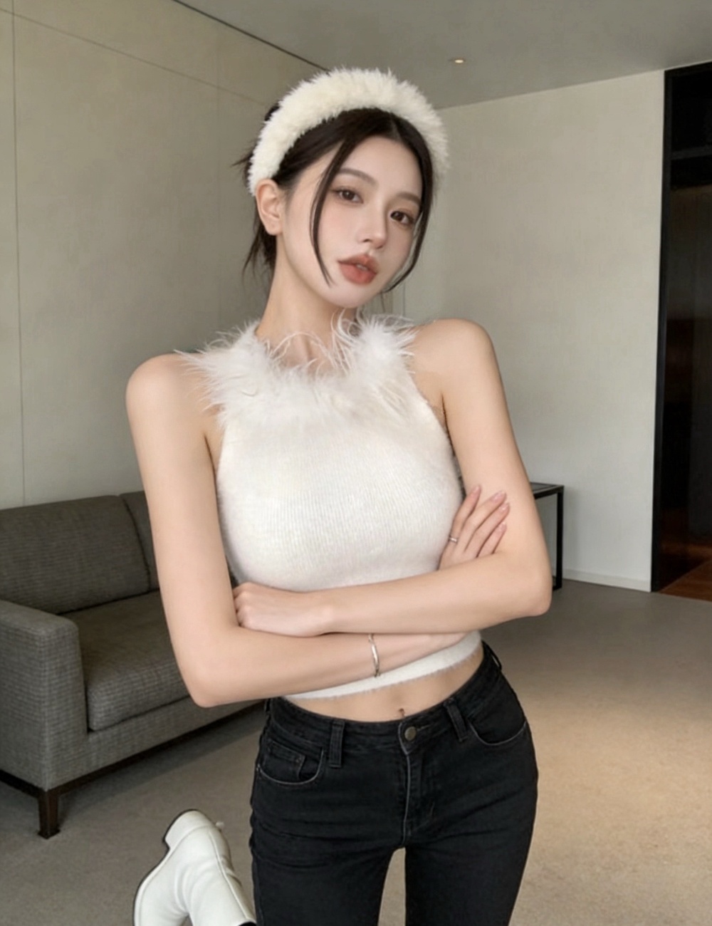 Halter spicegirl elmo tops sling enticement vest