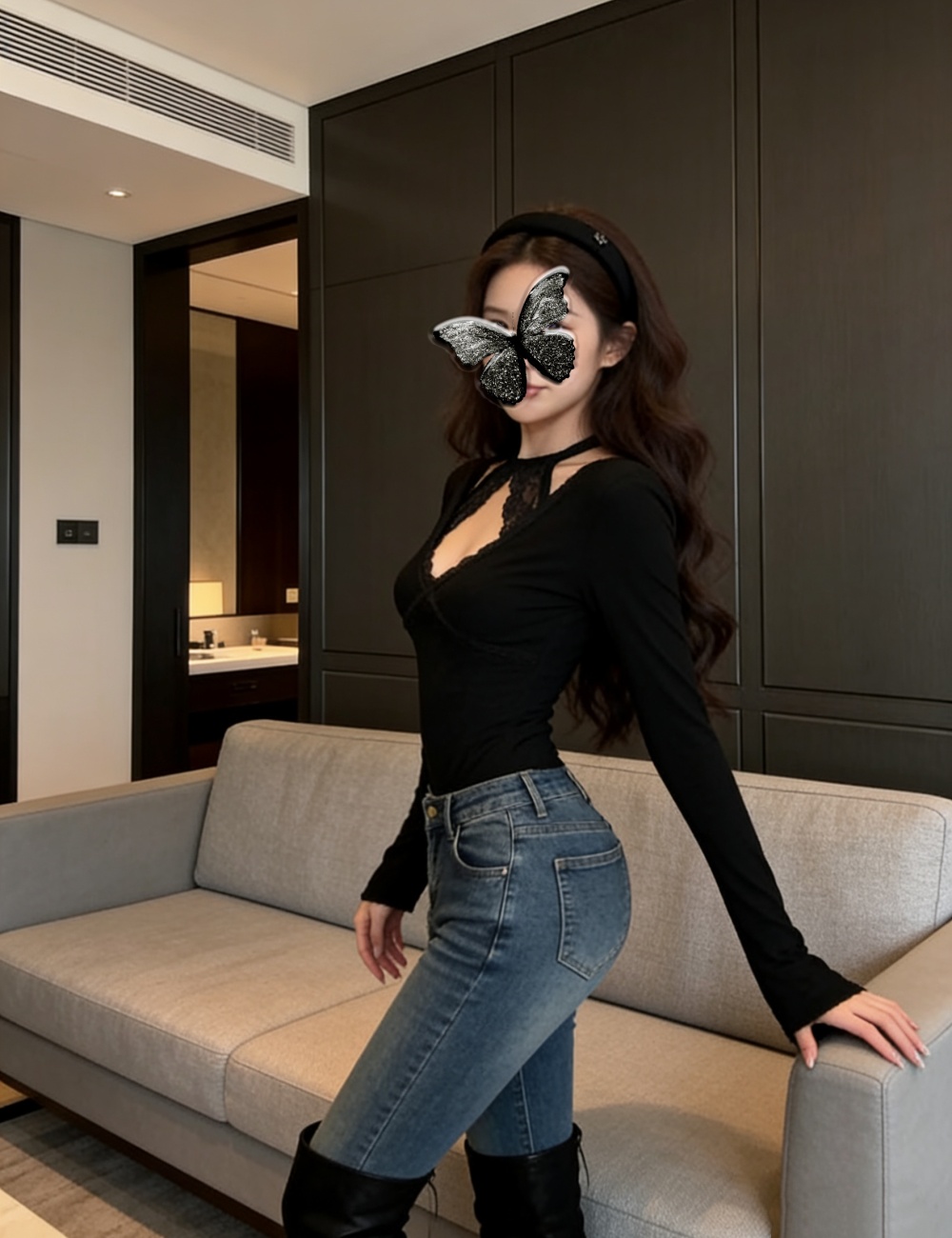 Halter long sleeve tops lace T-shirt for women