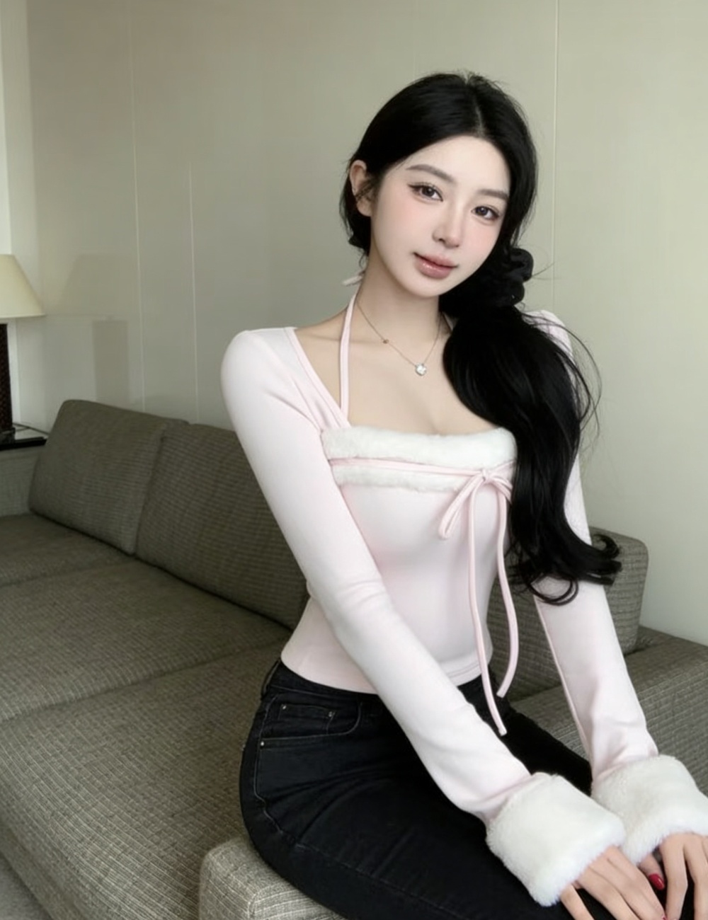 Enticement elmo tops stitching halter T-shirt for women