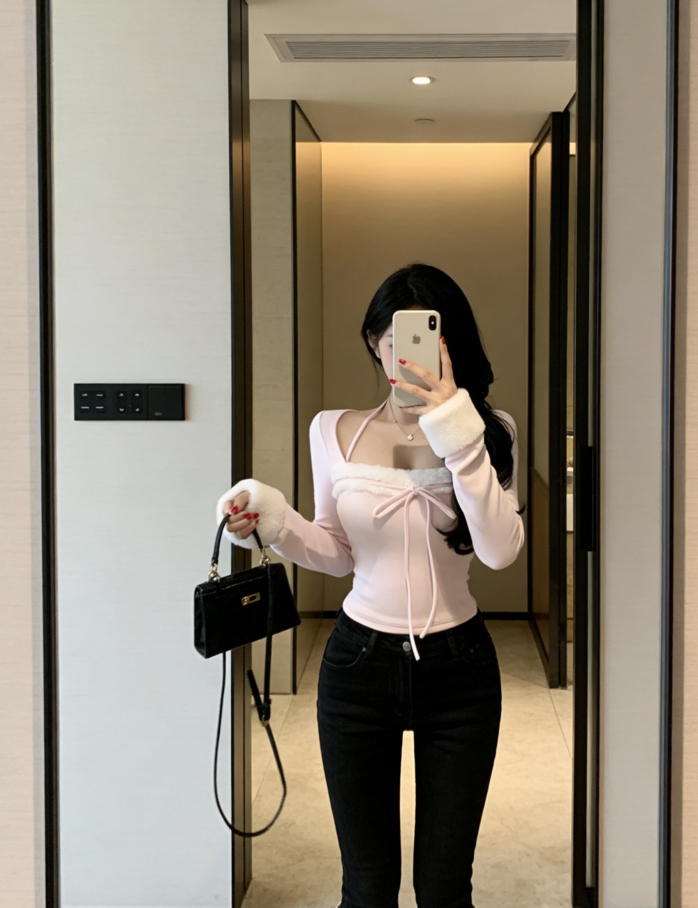 Enticement elmo tops stitching halter T-shirt for women