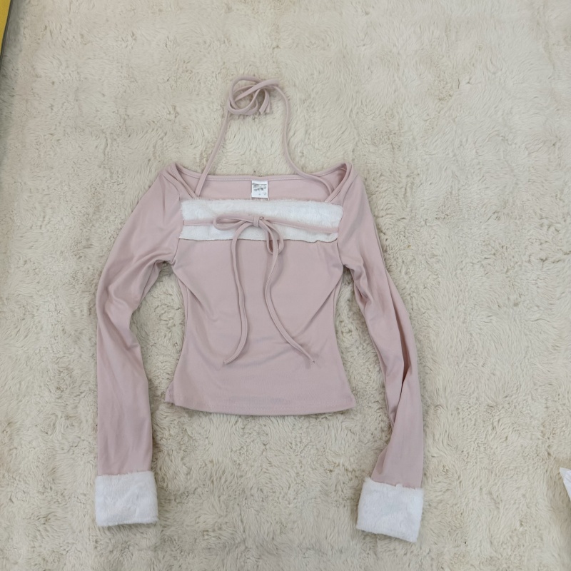 Enticement elmo tops stitching halter T-shirt for women