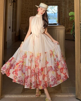 France style dress sleeveless long dress for women