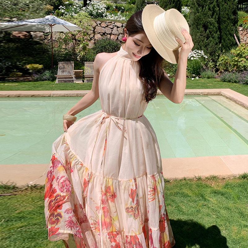 France style dress sleeveless long dress for women